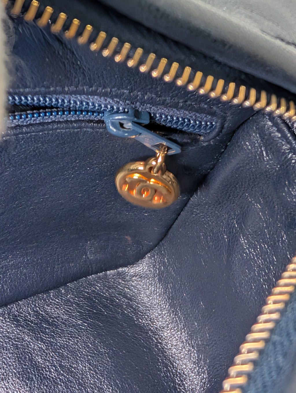 Chanel Vintage Navy 24k Gold-Plated Tassel Camera Bag