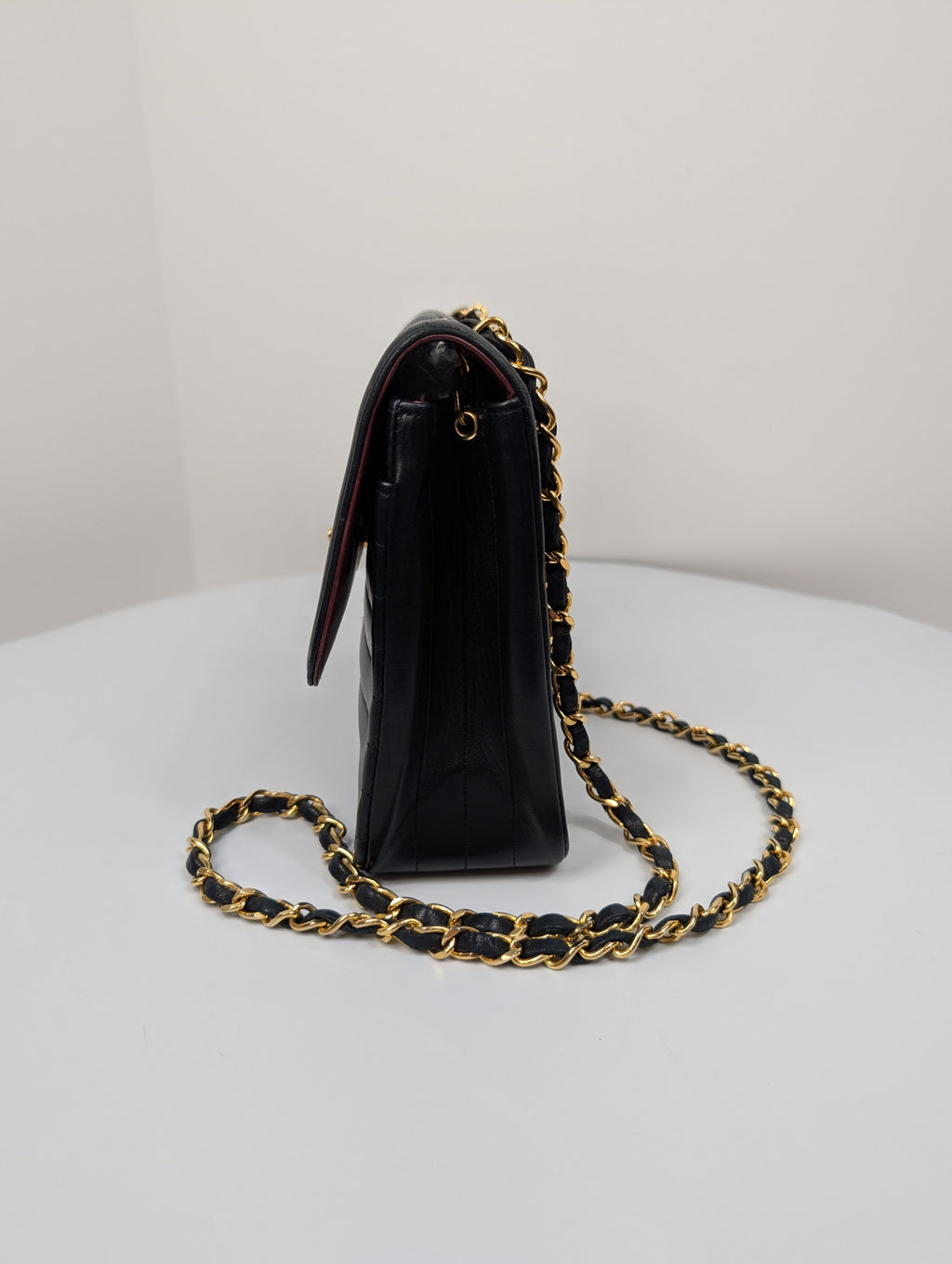 Chanel Vintage Black Vertical Stitch Flap Bag with Circle CC Turn-Lock and 24K Gold Plated Hardware
