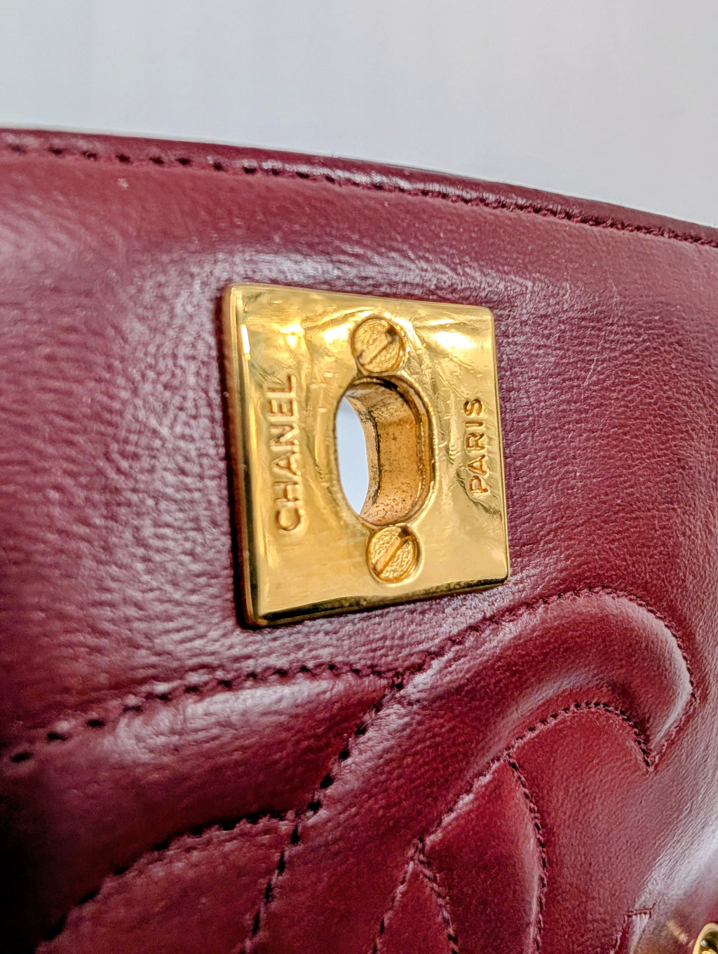 Chanel Vintage Black Vertical Stitch Flap Bag with Circle CC Turn-Lock and 24K Gold Plated Hardware