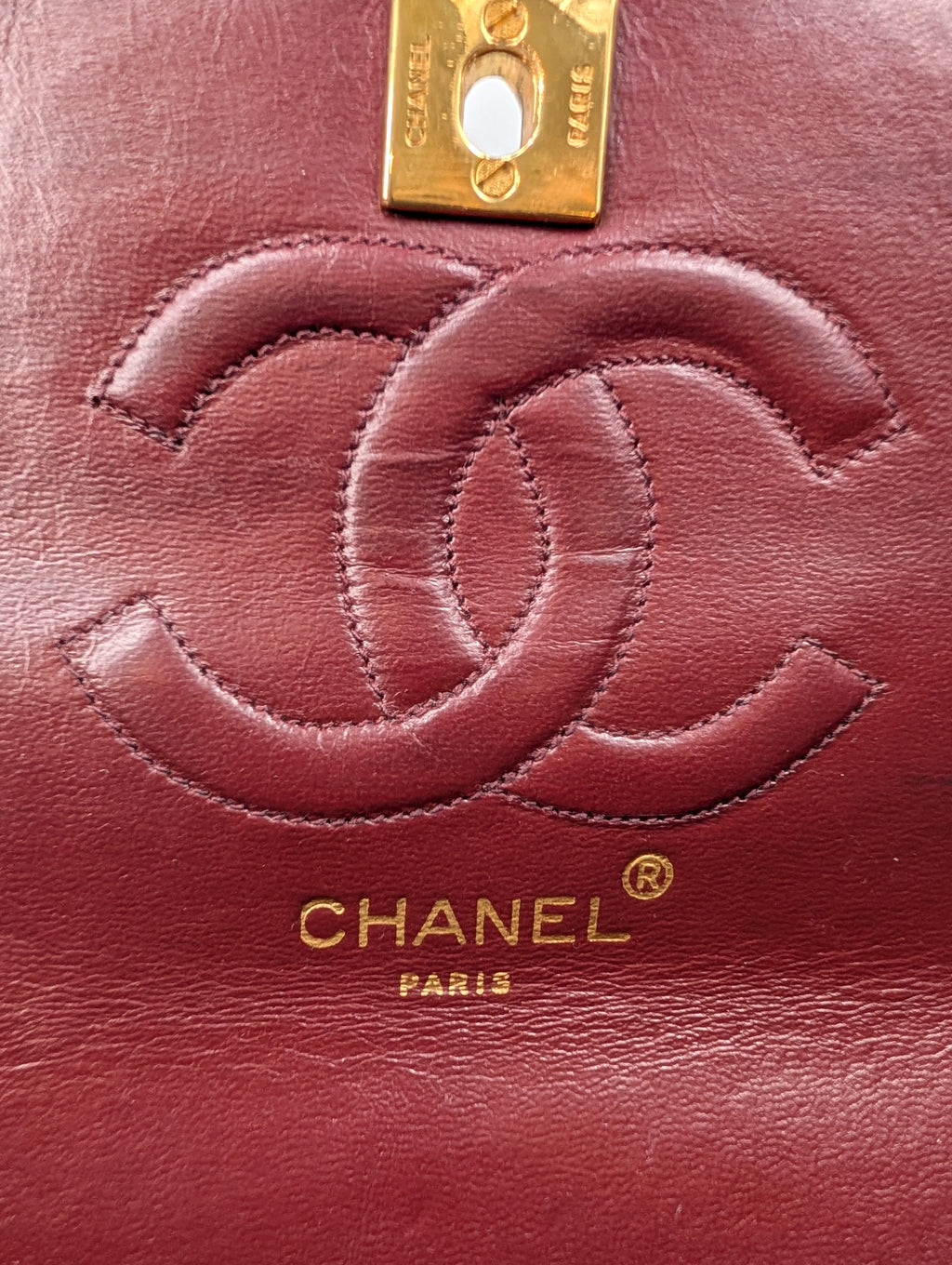 Chanel Vintage Black Vertical Stitch Flap Bag with Circle CC Turn-Lock and 24K Gold Plated Hardware