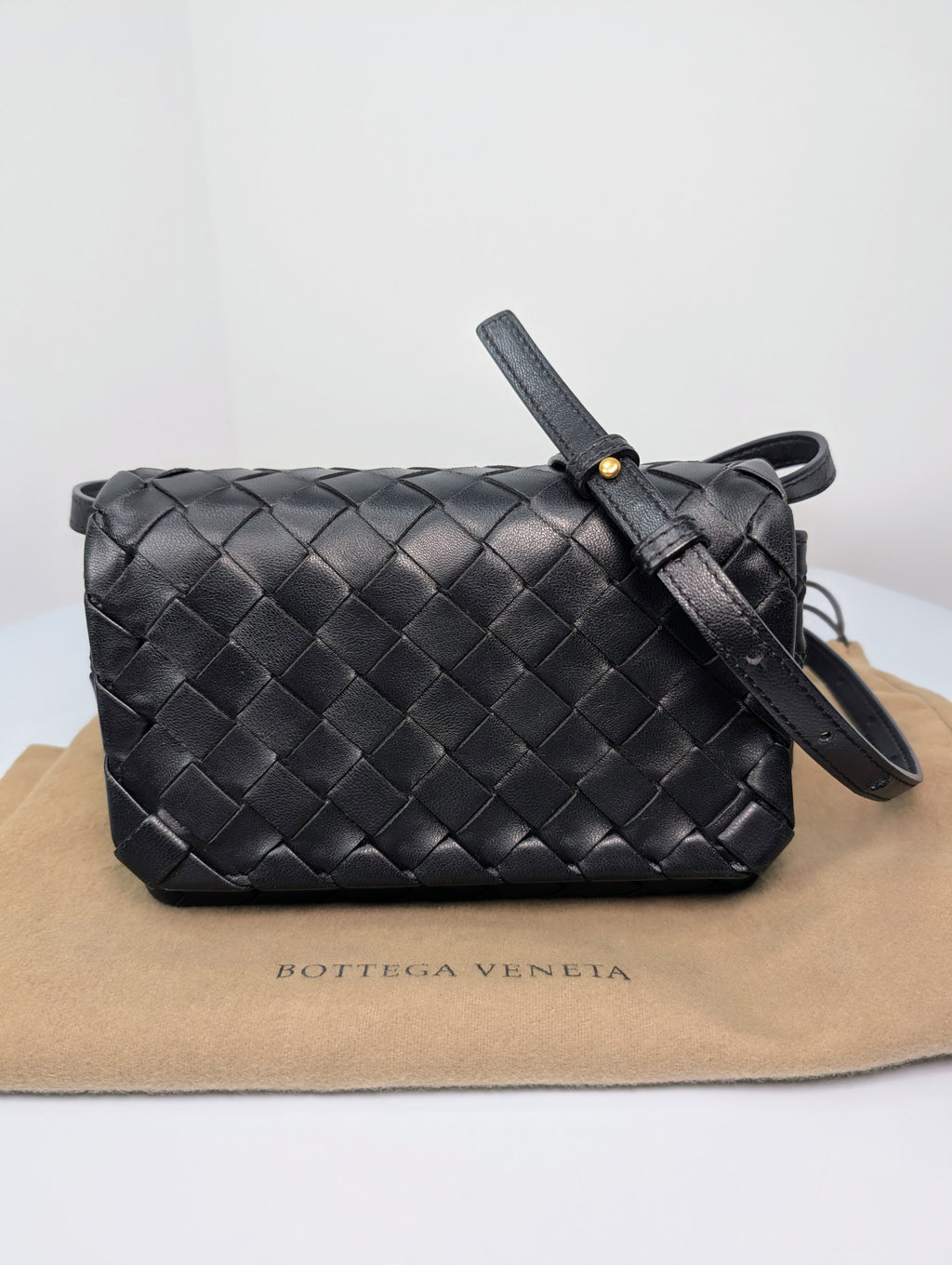Bottega Veneta Black Intrecciato Woven Leather Crossbody Bag