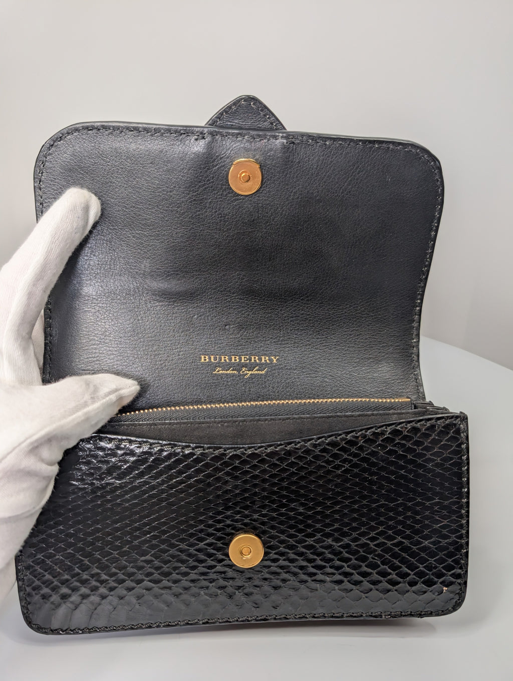 Burberry Gold Runway Patchwork Exotic Snakeskin and Leather Buckle Bag