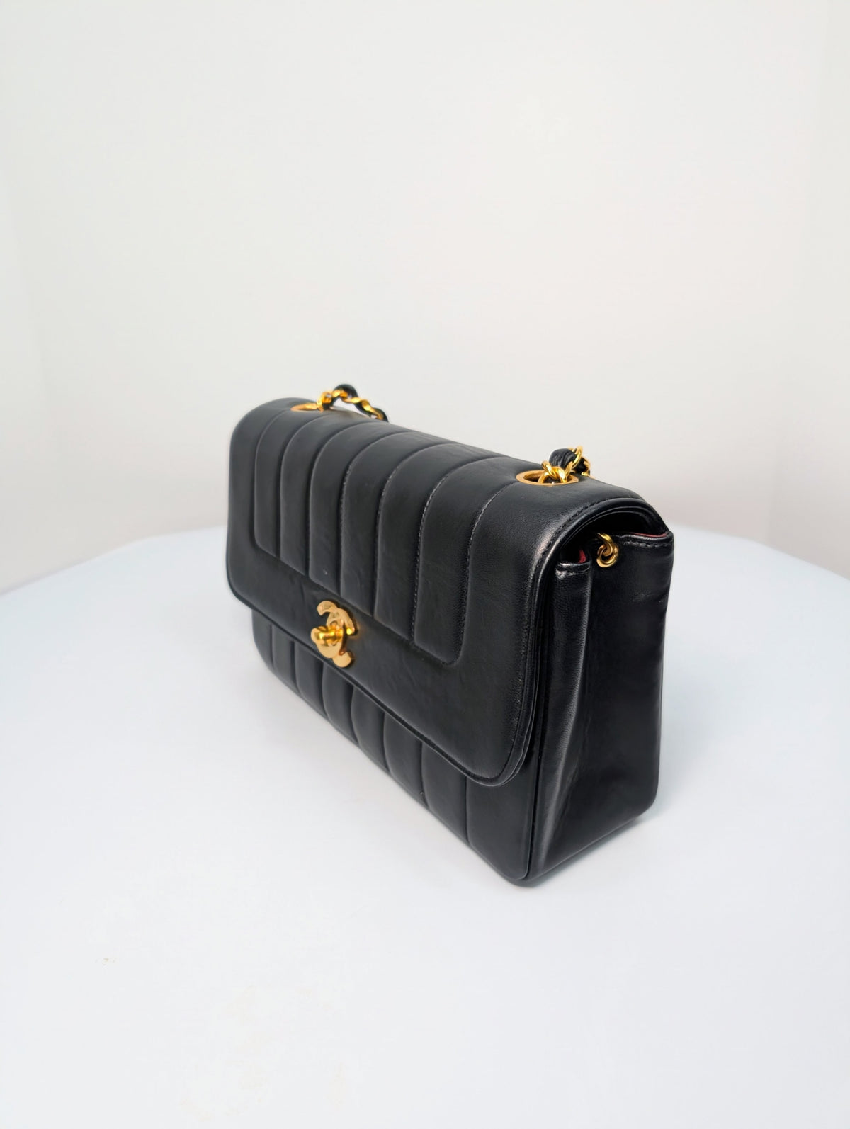Chanel Small Vintage Vertical Stitch Mademoiselle Diana Flap with 24k Gold-Plated Hardware