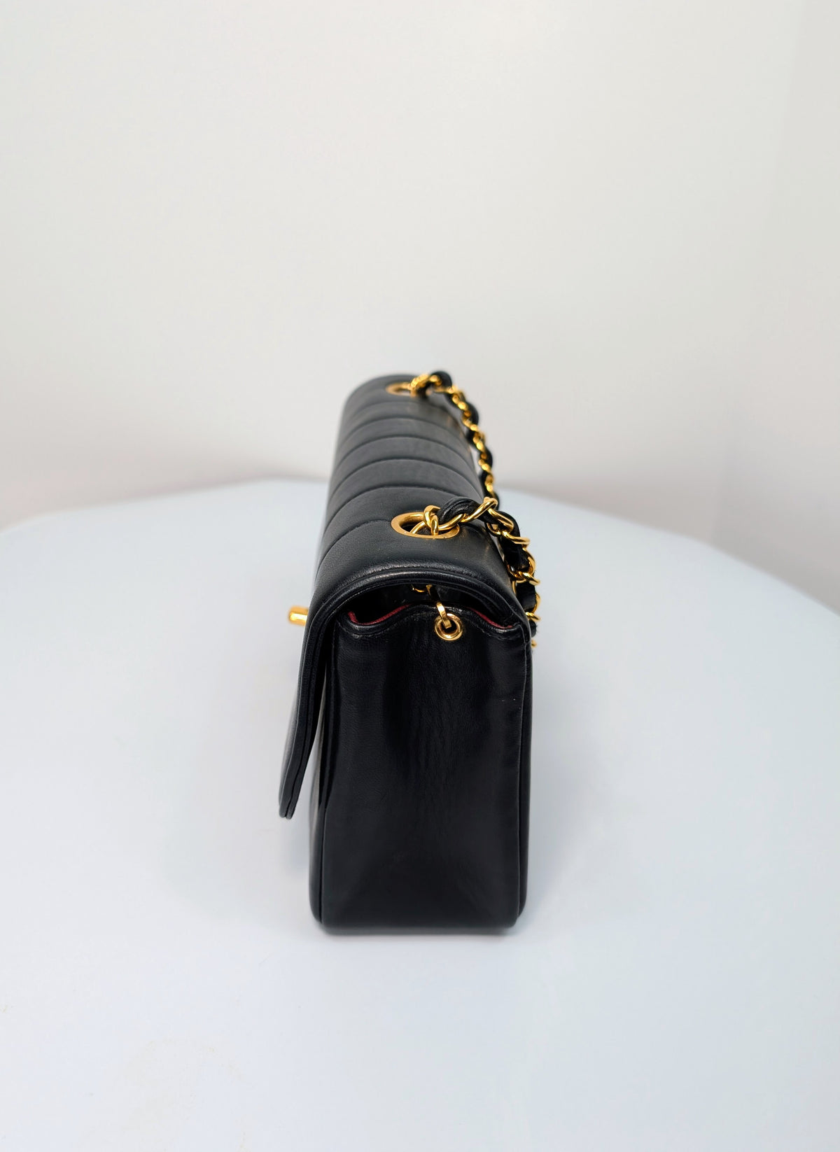 Chanel Small Vintage Vertical Stitch Mademoiselle Diana Flap with 24k Gold-Plated Hardware