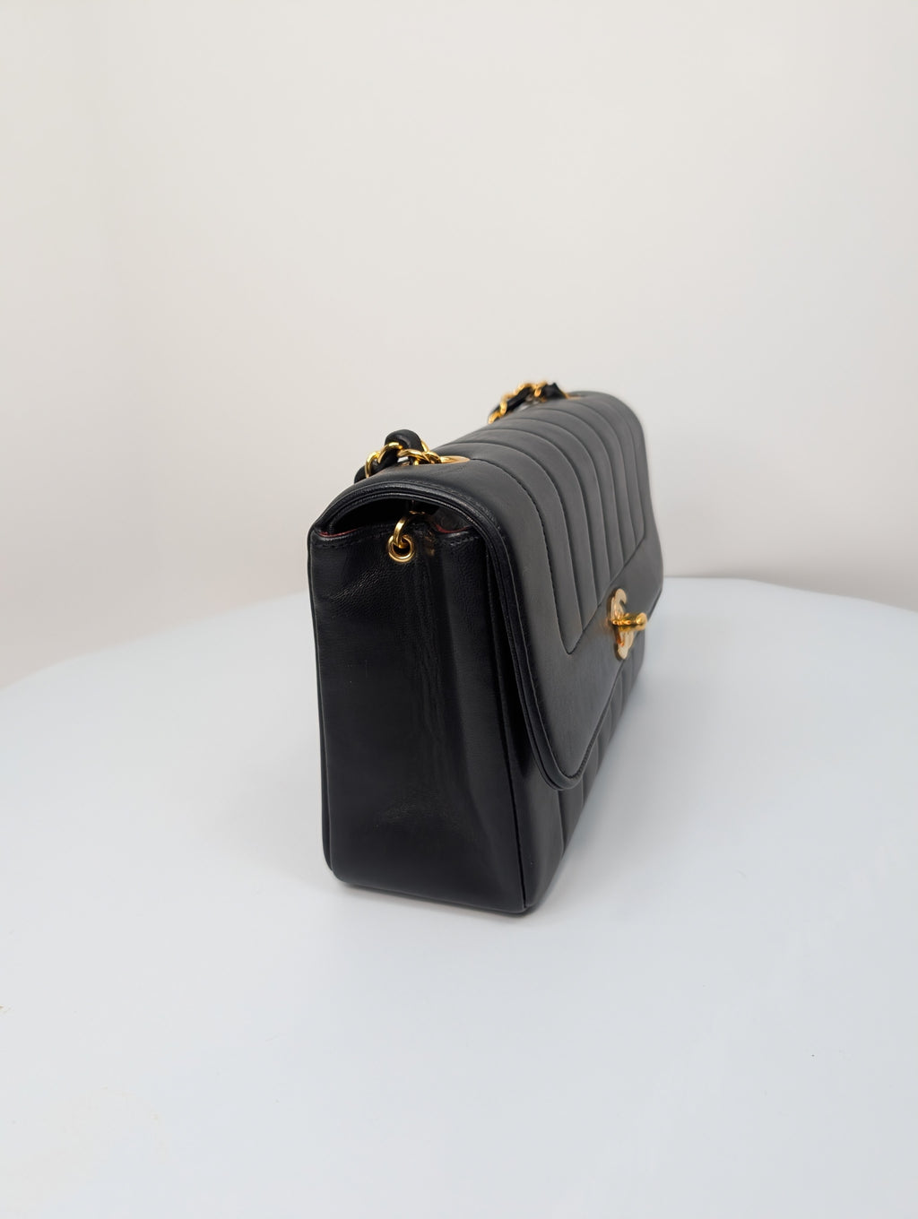 Chanel Small Vintage Vertical Stitch Mademoiselle Diana Flap with 24k Gold-Plated Hardware