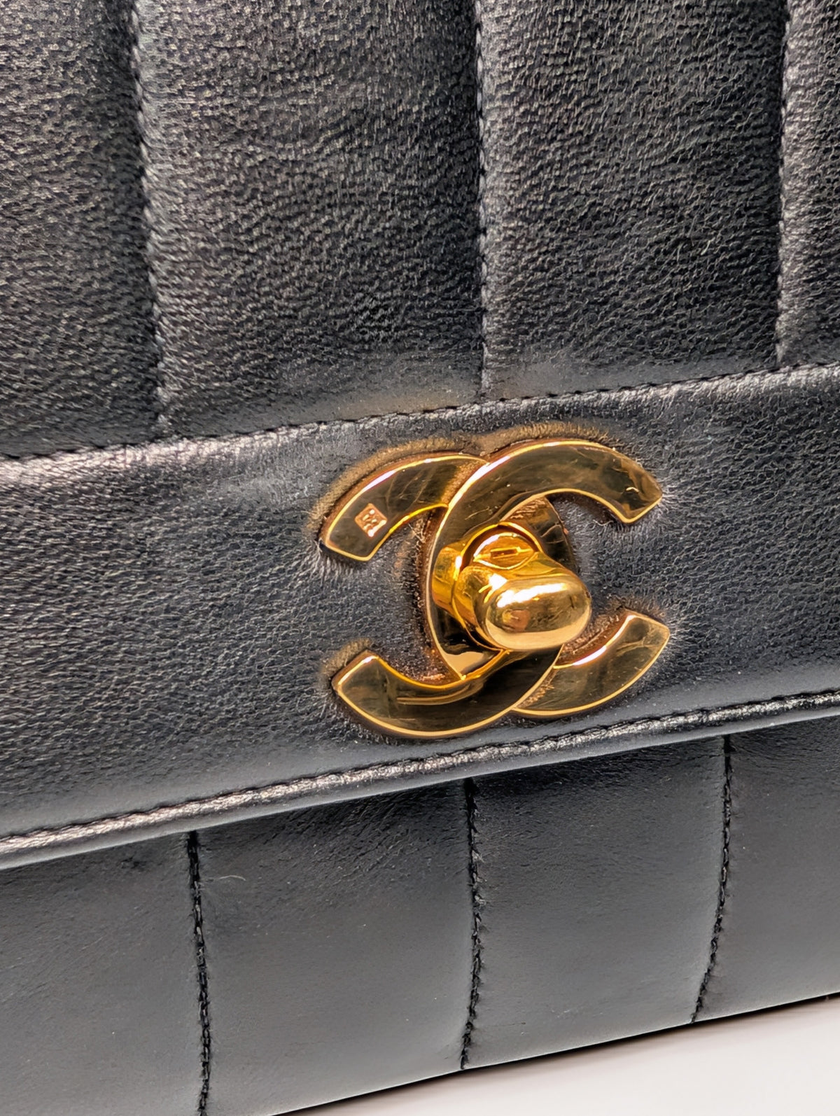 Chanel Small Vintage Vertical Stitch Mademoiselle Diana Flap with 24k Gold-Plated Hardware