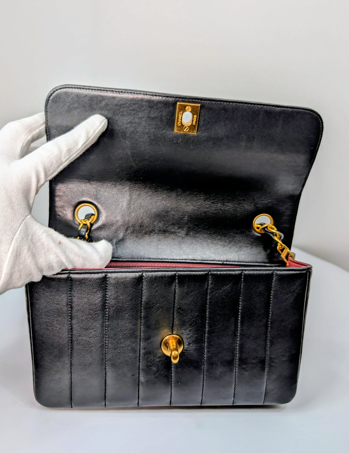Chanel Small Vintage Vertical Stitch Mademoiselle Diana Flap with 24k Gold-Plated Hardware