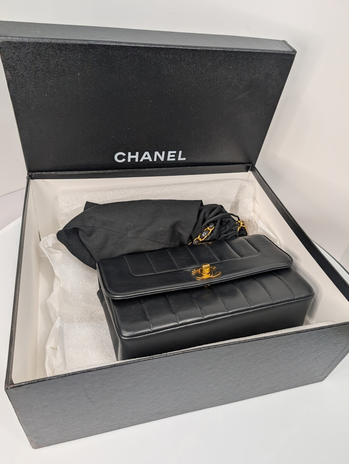 Chanel Small Vintage Vertical Stitch Mademoiselle Diana Flap with 24k Gold-Plated Hardware