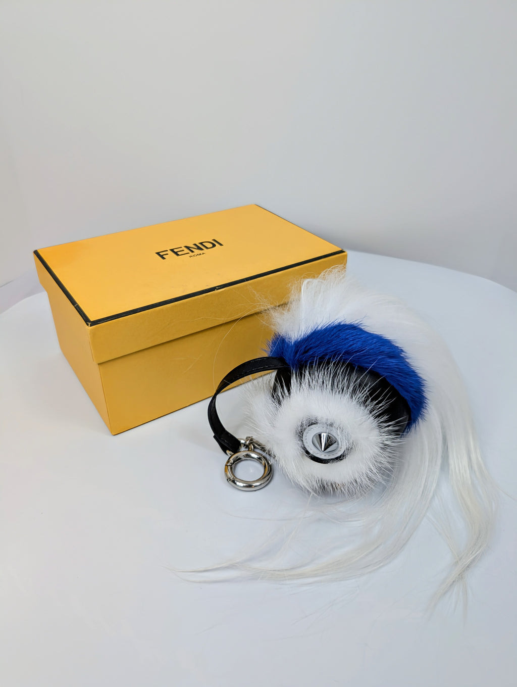 Fendi Bag Bugs Royal Blue & White Fox and Goat Fur Monster Bag Charm