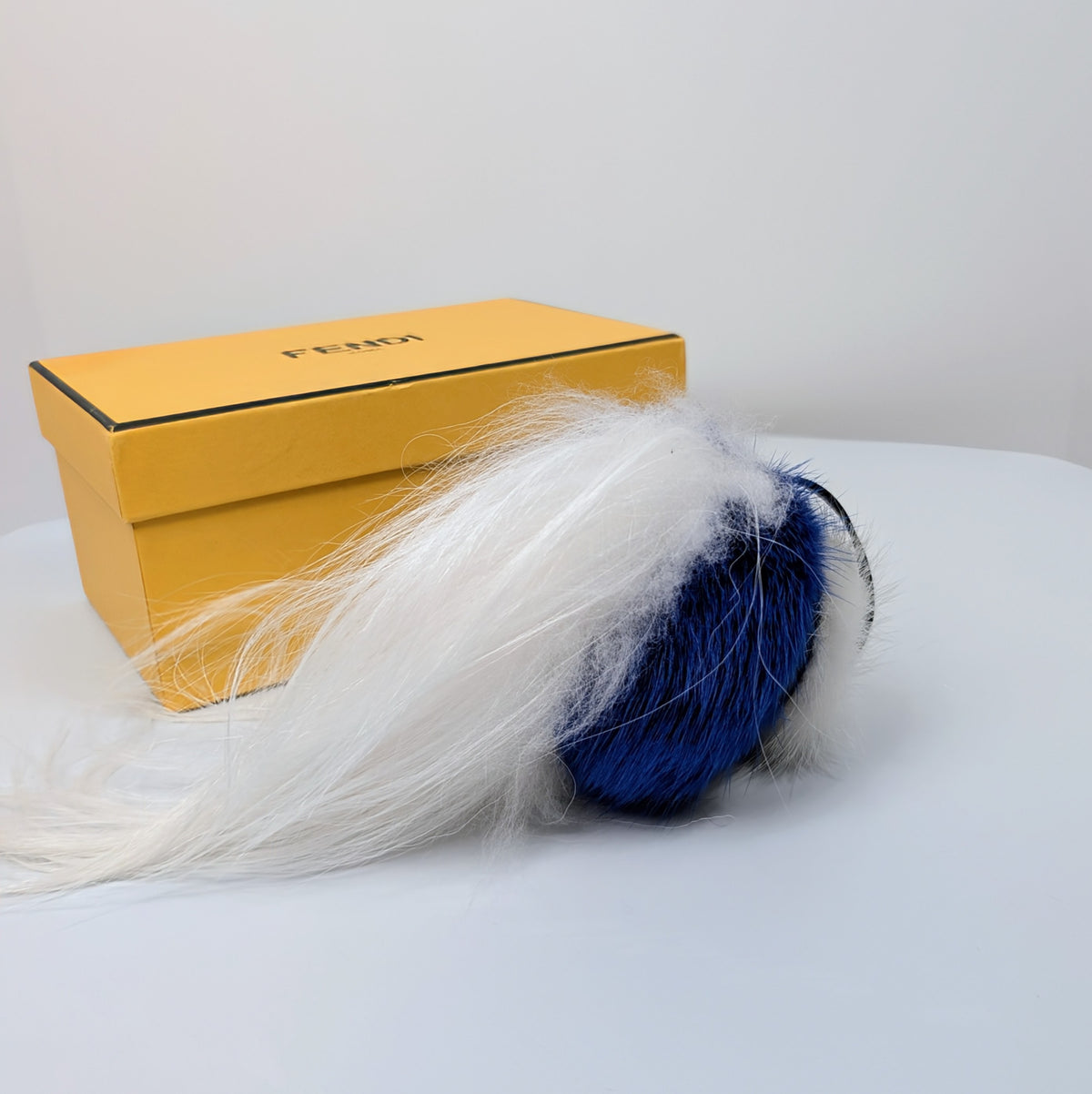 Fendi Bag Bugs Royal Blue & White Fox and Goat Fur Monster Bag Charm