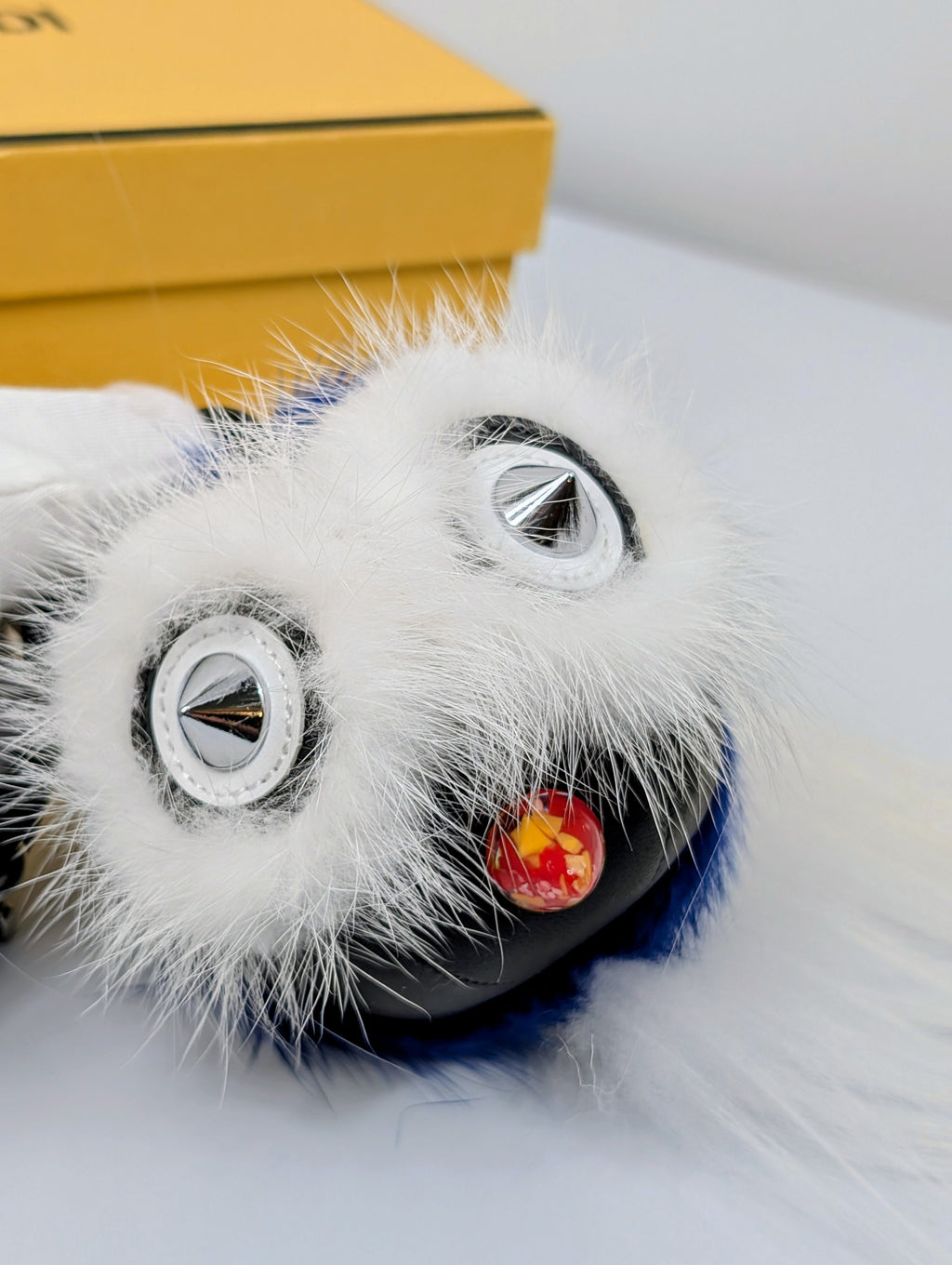Fendi Bag Bugs Royal Blue & White Fox and Goat Fur Monster Bag Charm