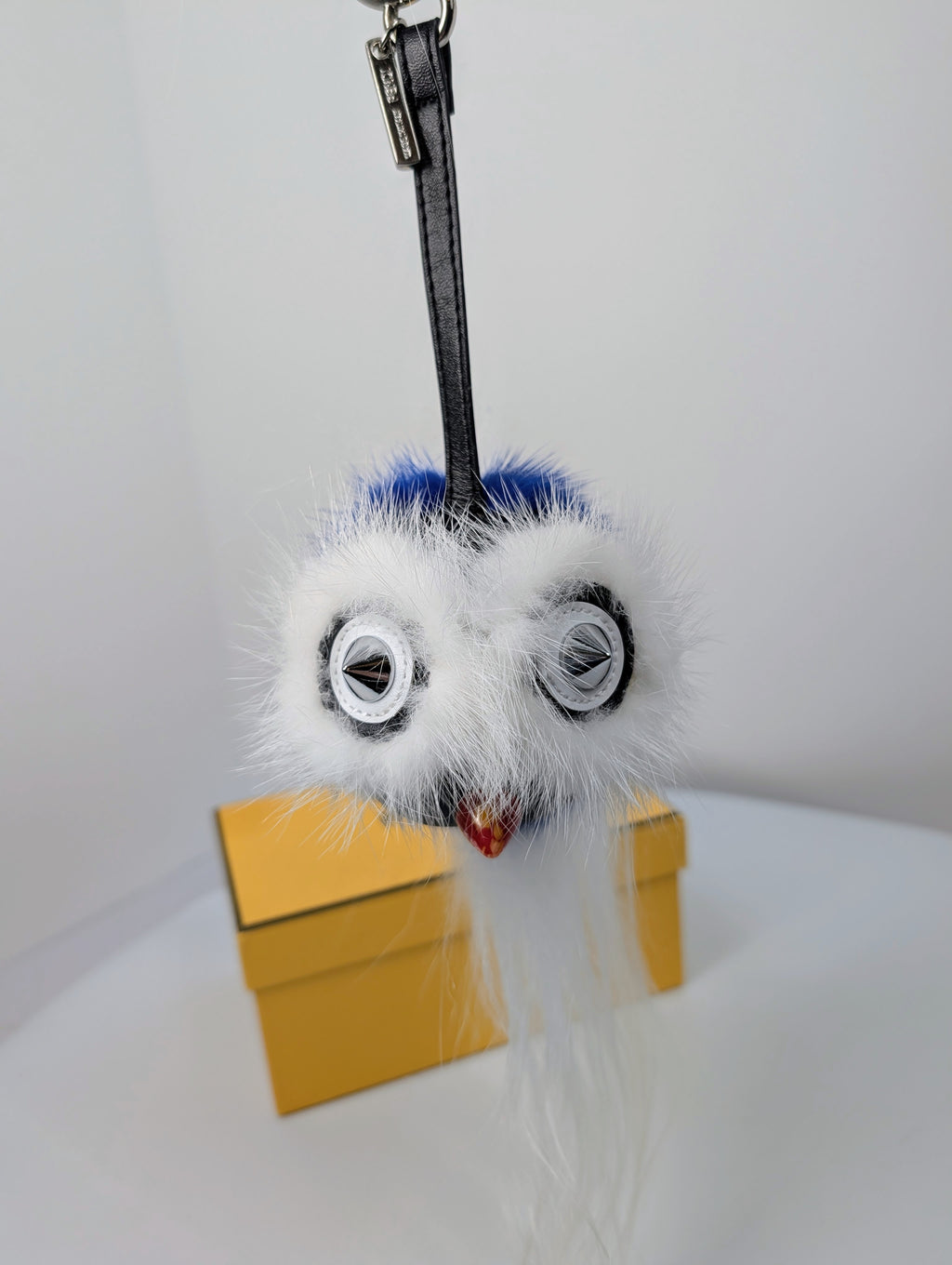 Fendi Bag Bugs Royal Blue & White Fox and Goat Fur Monster Bag Charm