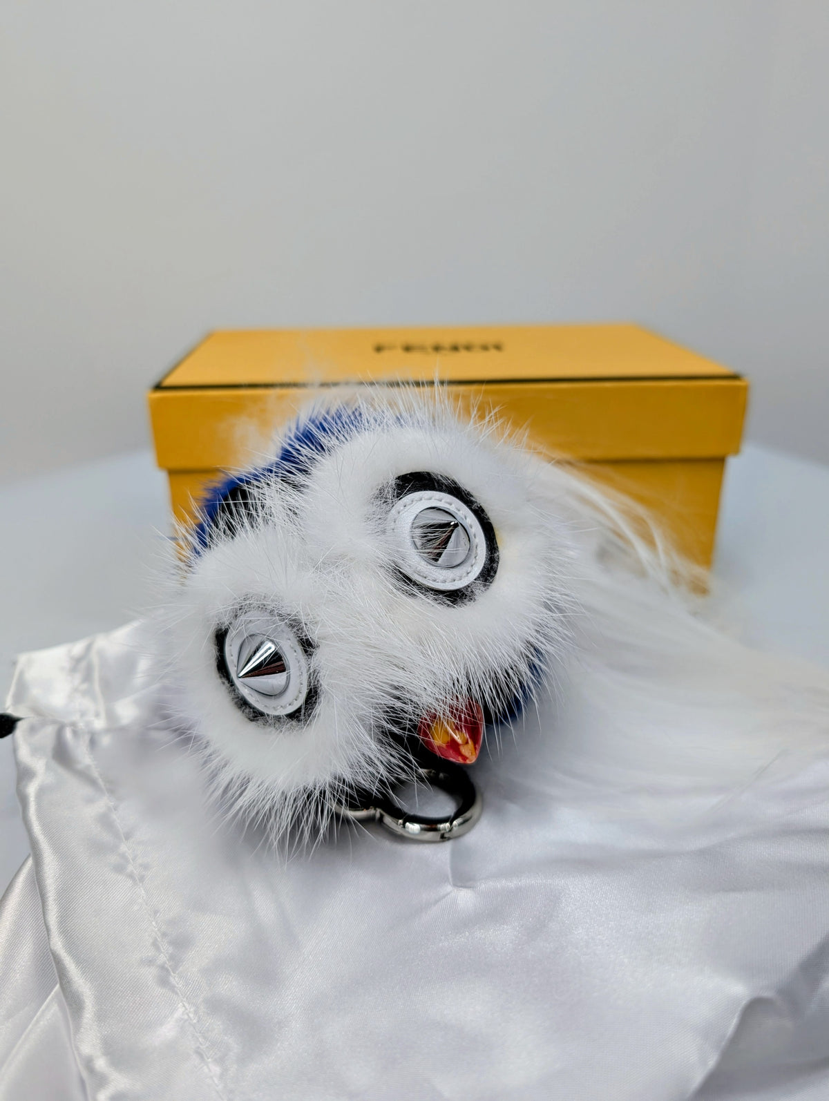 Fendi Bag Bugs Royal Blue & White Fox and Goat Fur Monster Bag Charm