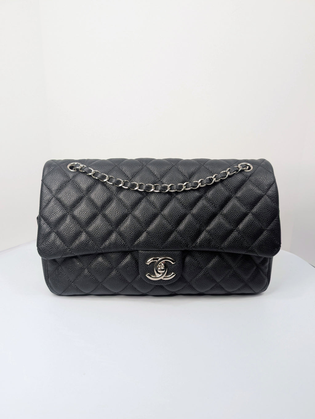 Chanel Black Caviar Quilted Easy Flap 20-Series Zip Shoulder Bag