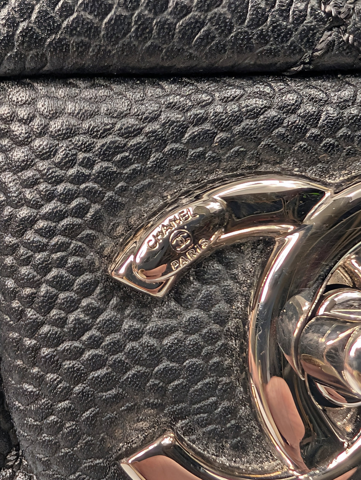 Chanel Black Caviar Quilted Easy Flap 20-Series Zip Shoulder Bag