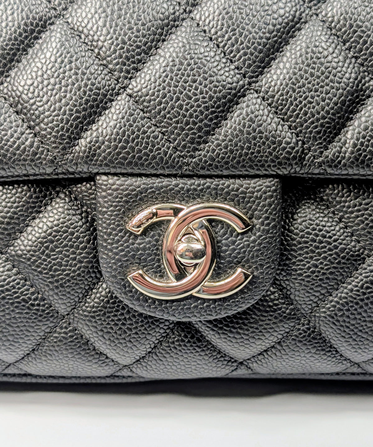 Chanel Black Caviar Quilted Easy Flap 20-Series Zip Shoulder Bag