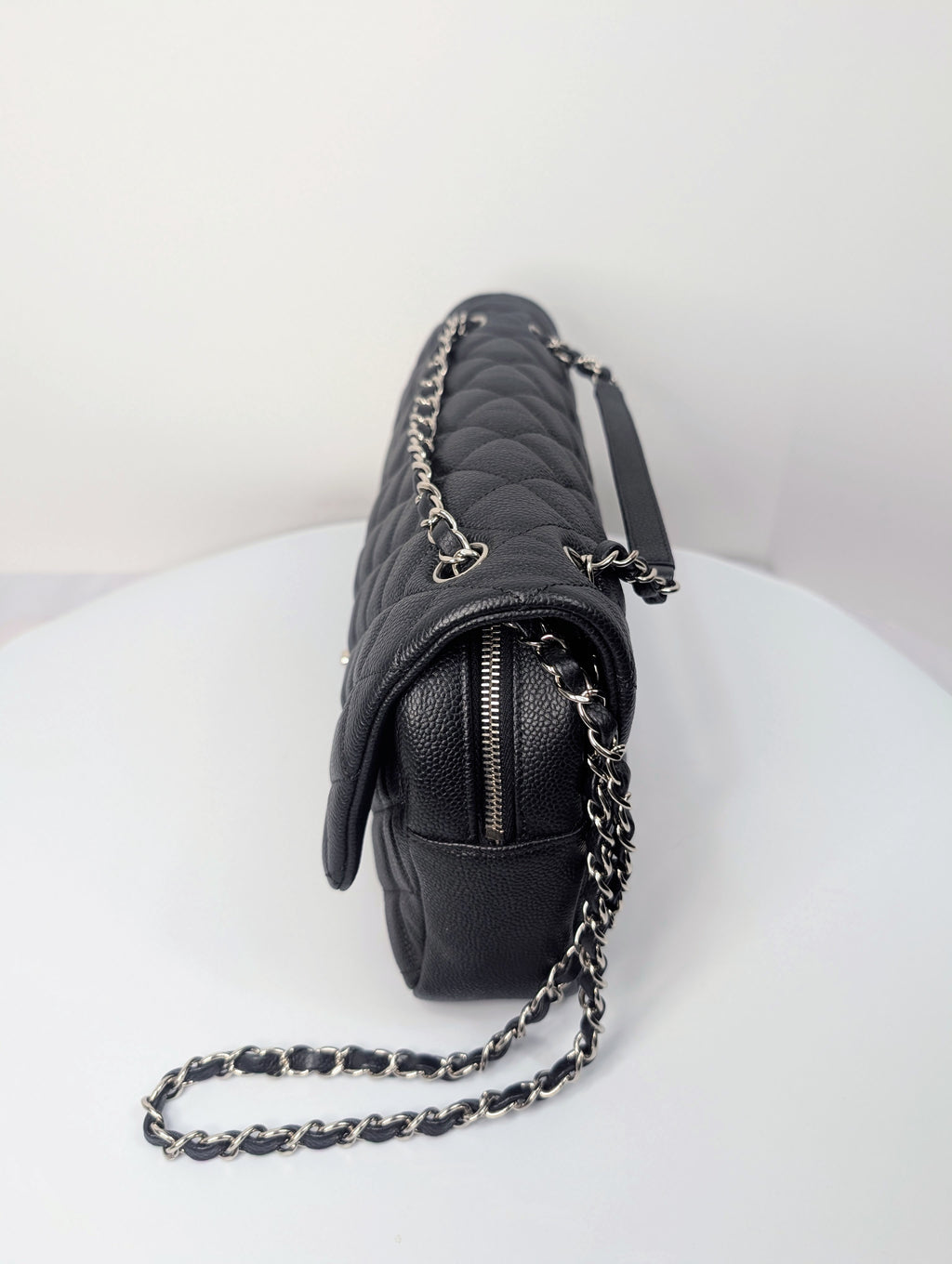 Chanel Black Caviar Quilted Easy Flap 20-Series Zip Shoulder Bag