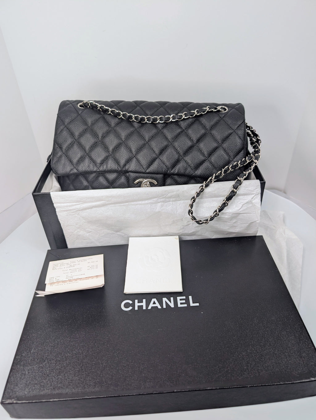 Chanel Black Caviar Quilted Easy Flap 20-Series Zip Shoulder Bag