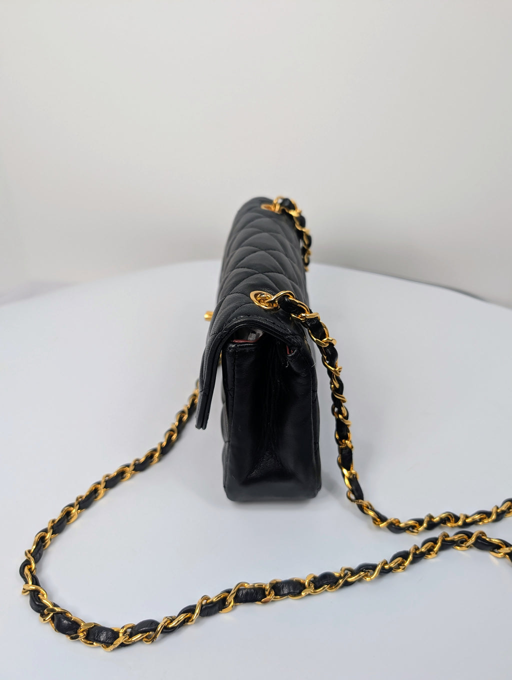Chanel Vintage 1-Series Black Quilted Lambskin Mini Flap Bag 24K Gold Plated HW