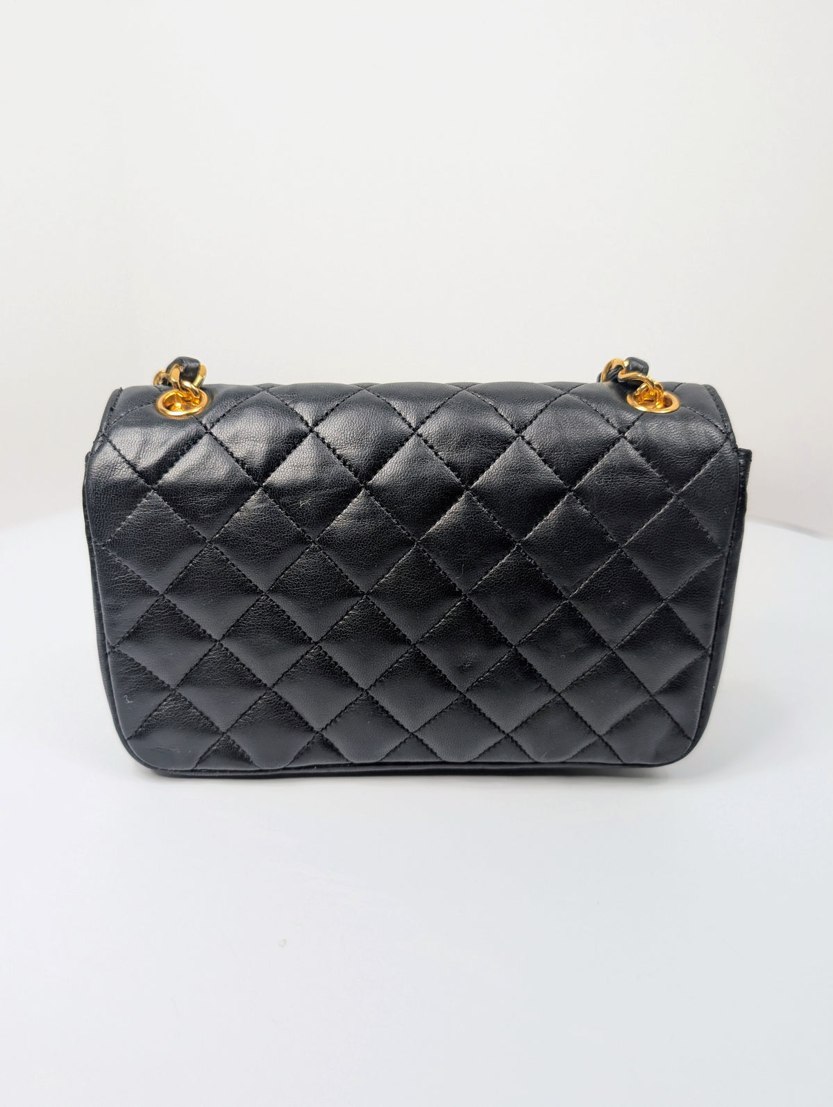 Chanel Vintage 1-Series Black Quilted Lambskin Mini Flap Bag 24K Gold Plated HW