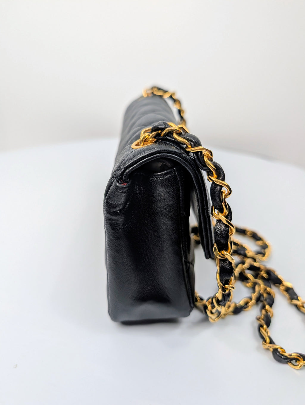 Chanel Vintage 1-Series Black Quilted Lambskin Mini Flap Bag 24K Gold Plated HW