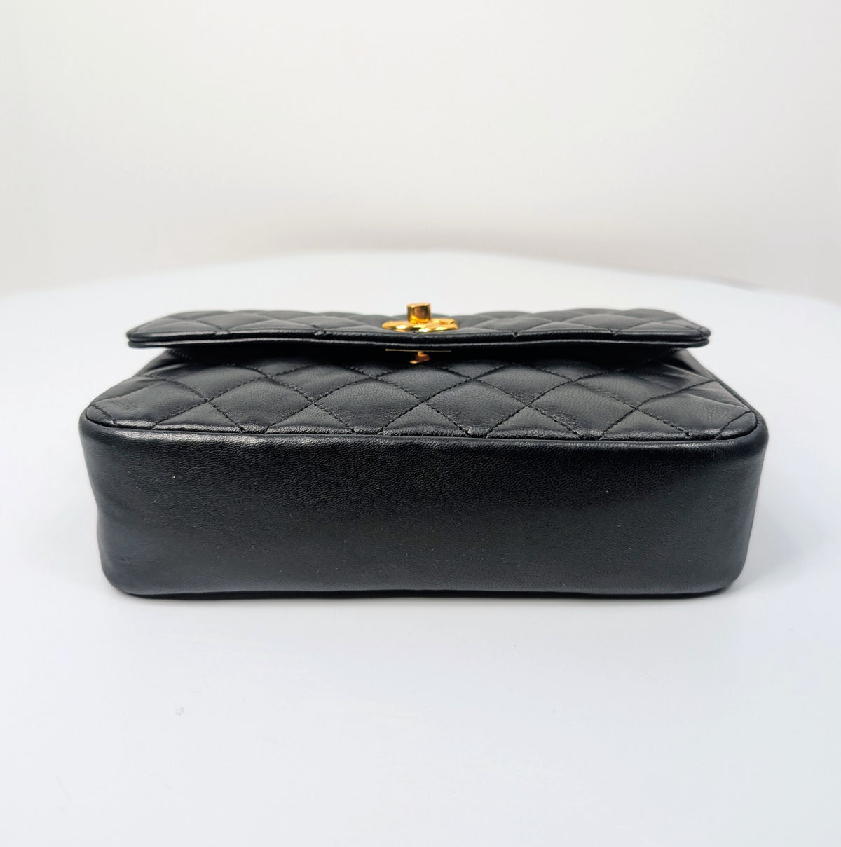 Chanel Vintage 1-Series Black Quilted Lambskin Mini Flap Bag 24K Gold Plated HW