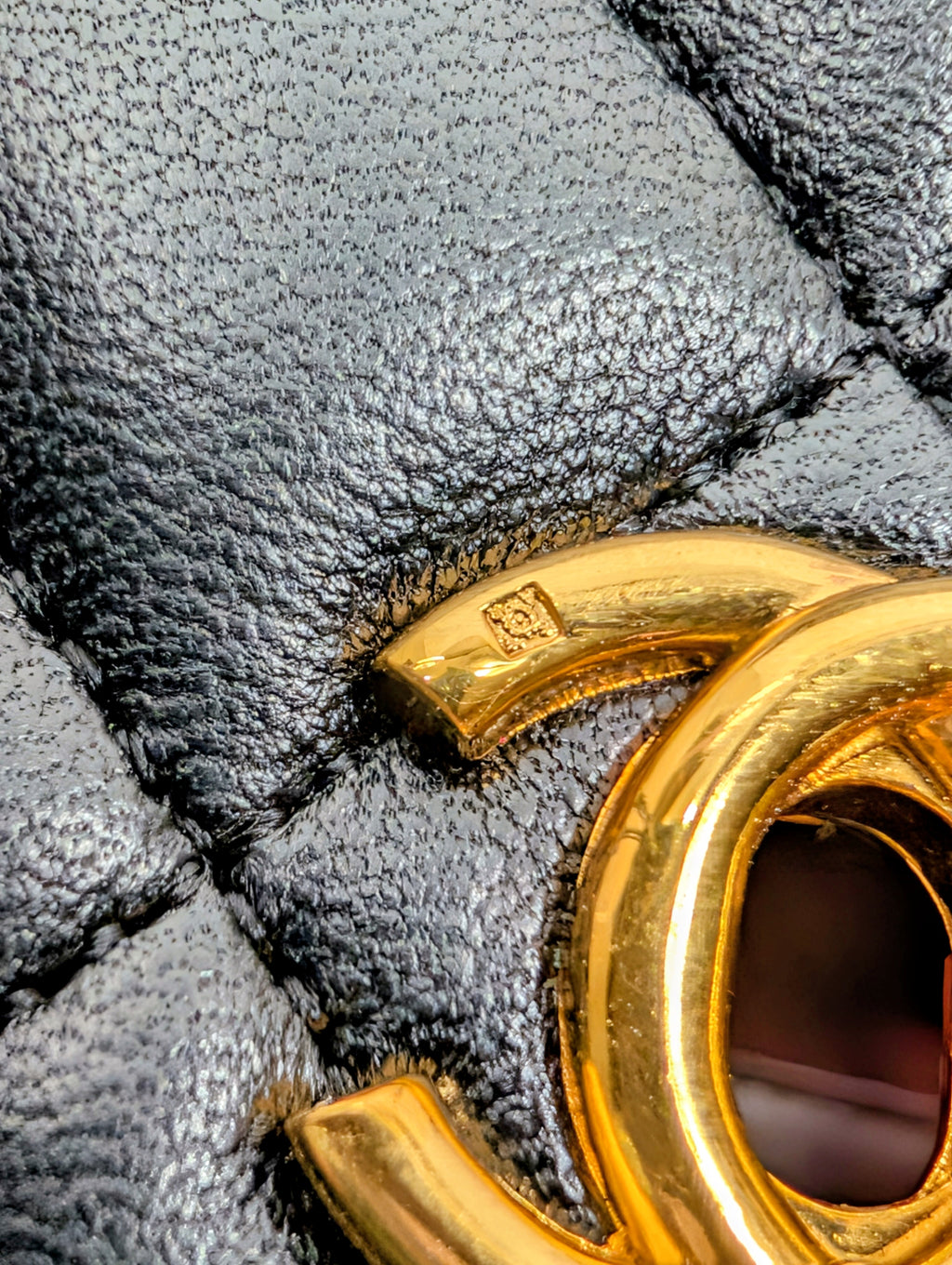 Chanel Vintage 1-Series Black Quilted Lambskin Mini Flap Bag 24K Gold Plated HW