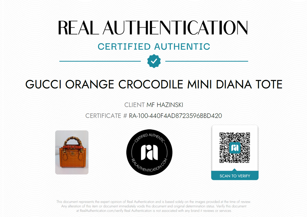 Gucci Rare Orange Crocodile Small Diana Tote Bag Complete Collector’s Set