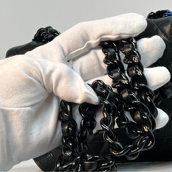 Chanel So Black "My Everything" Quilted Caviar Leather Wallet on Chain (WOC)