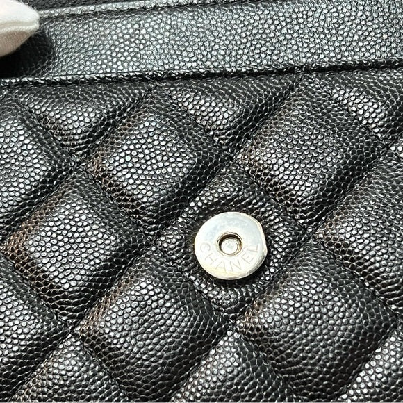 Chanel So Black "My Everything" Quilted Caviar Leather Wallet on Chain (WOC)