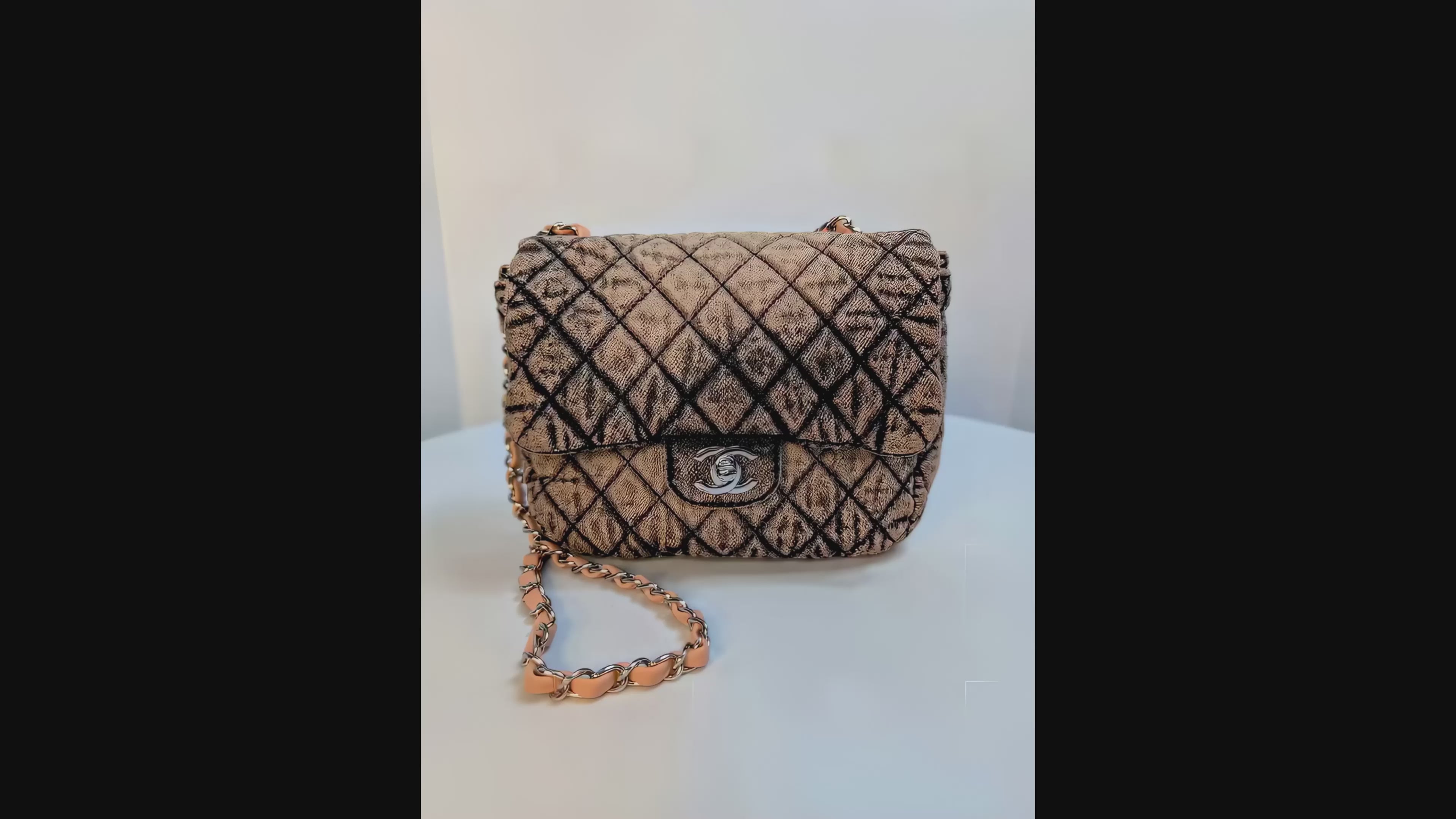 Chanel Peach Acid-Washed Denim Classic Medium Flap Bag