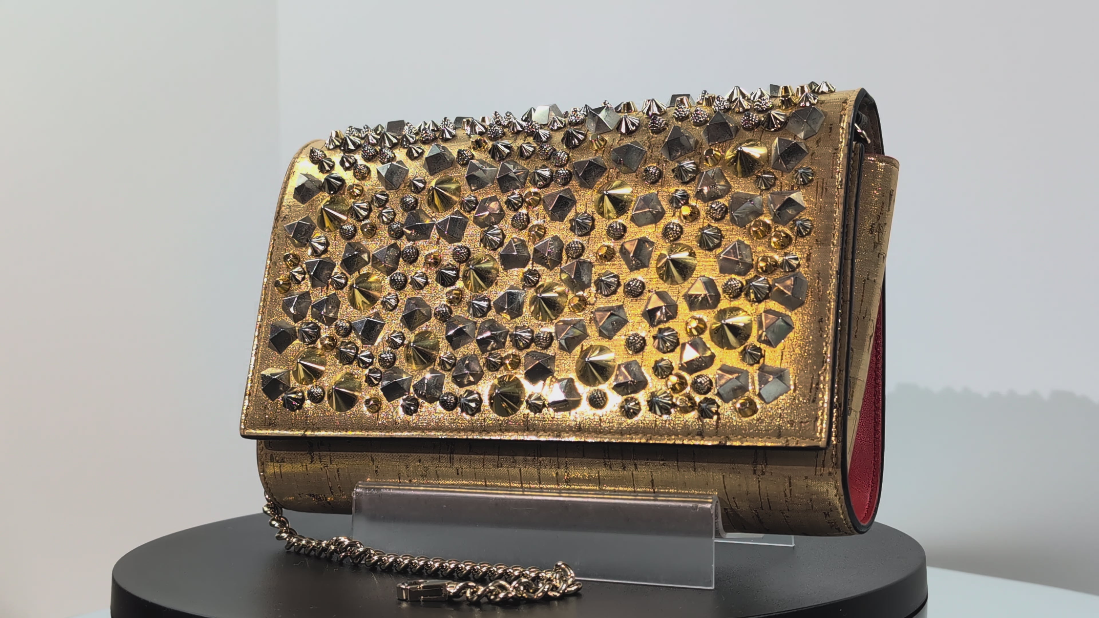 Christian Louboutin Gold "Sweet Charity" Clutch with Chain