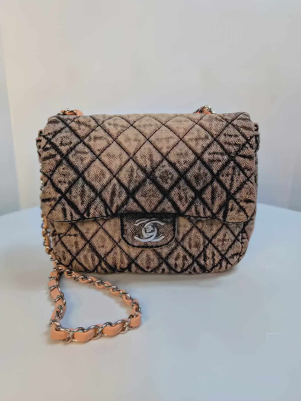 Chanel Peach Acid-Washed Denim Classic Medium Flap Bag